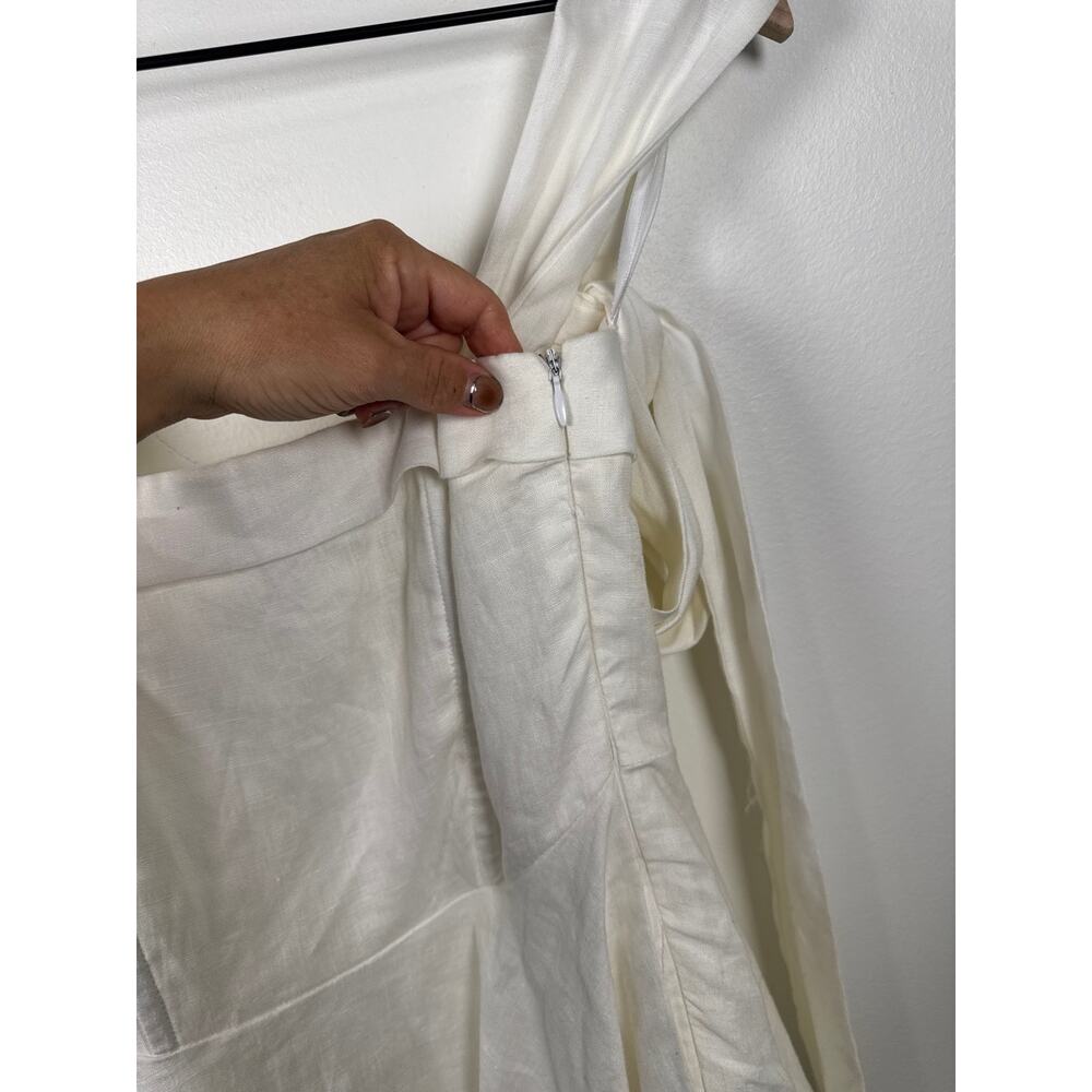 DISSH Aisle White 100% Linen Bow Tie Mini Dress, Sz. 4 - Picture 5 of 9